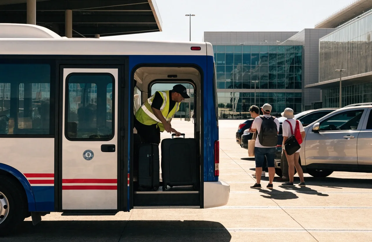 Open-air AIRPARK long-stay lot with shuttle bus at Brisbane Airport