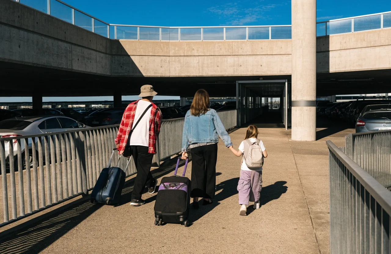 Covered walkway from terminal car park to Brisbane Airport departures